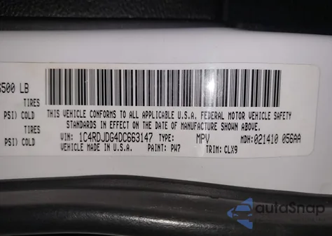 2013 Dodge Durango Crew z USA, uszkodzony, nr VIN 1C4RDJDG4DC663147